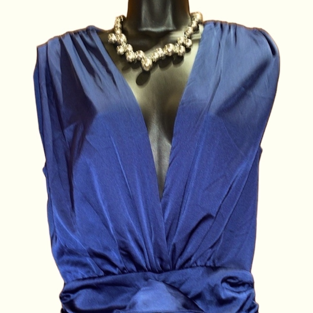 Fashion Nova All Ruffled Up Low V Sleeveless Mini Dress-Navy Medium NWT - Picture 5 of 10